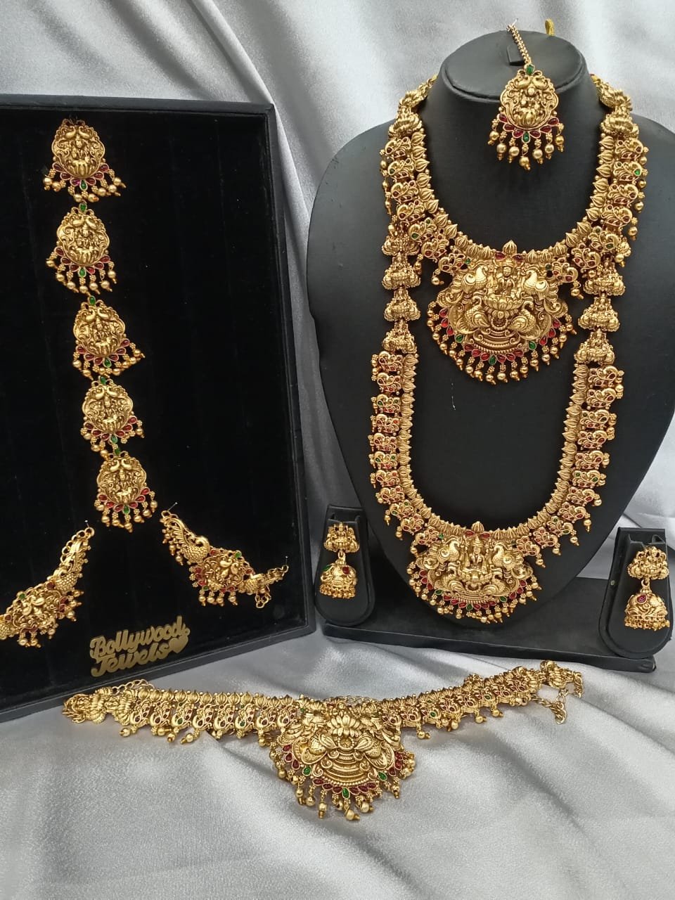 Temple Bridal Jewellery Set – Gold Drop Detail – BOLLYWOOD JEWELS
